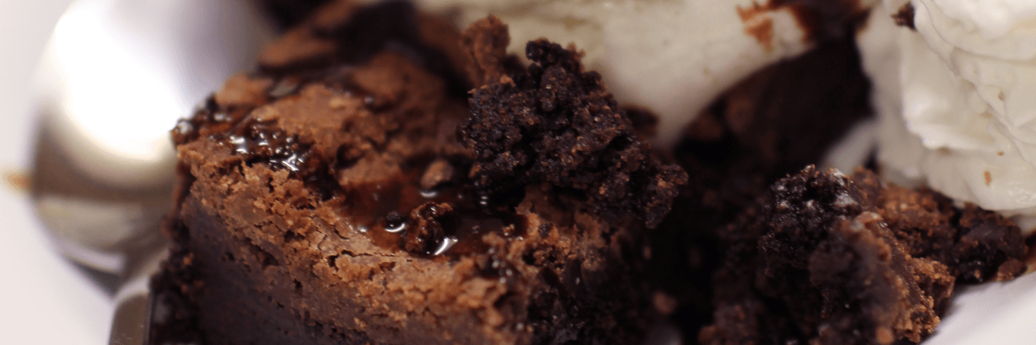 chocolate browning with ice cream dessert